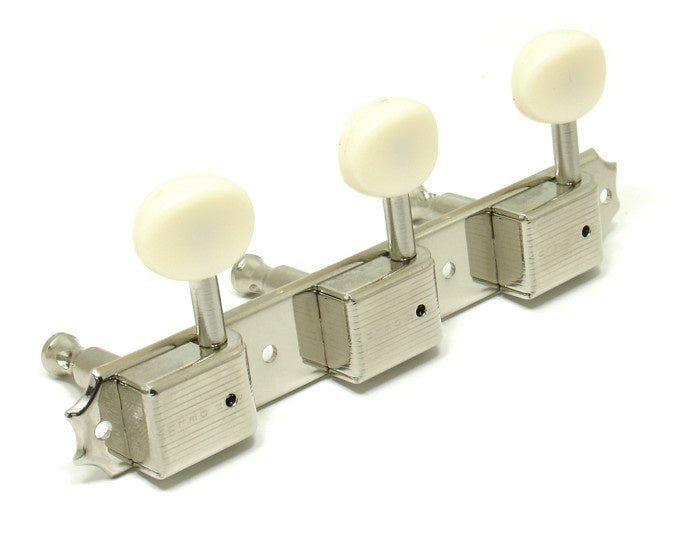 Kluson WD90NPP 3-on-a-plate Tuners (Plastic Button, Nickel)