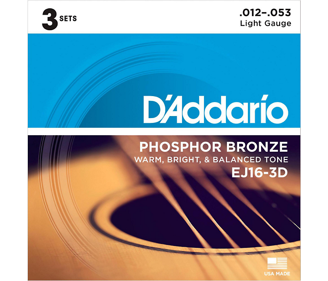 D'Addario EJ Phosphor Bronze Acoustic Guitar Strings - 3 Pack