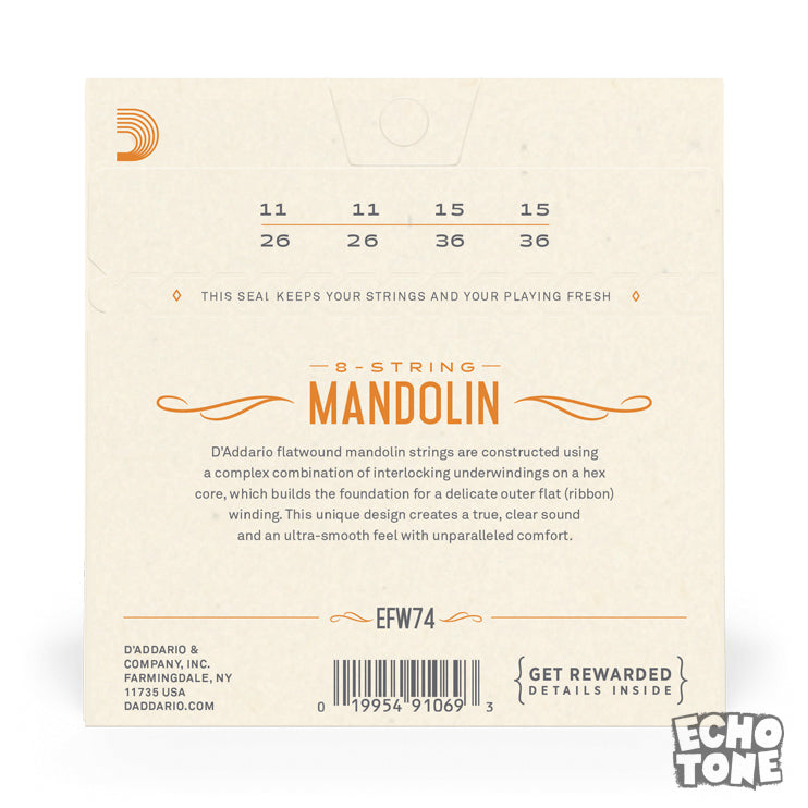 D'Addario Flatwound Mandolin Strings (EFW74)
