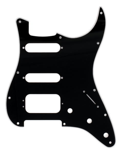 Fender Stratocaster Pickguard H/S/S, 11-Hole Mount (3-Screw Mount HB), 3-Ply, Black